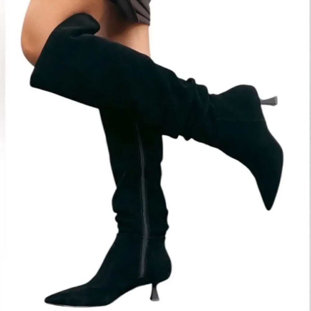 Gianni Bini Red Slouchy Leather Suede Knee High Boots(Size 8.5M)